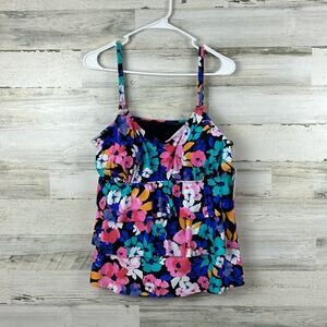 Island Escape Womens Plus 18 Floral Underwire Tankini Top Summer beach new